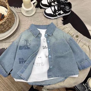 Áo sơ mi bé trai siêu mềm đa năng, áo khoác trẻ em, áo sơ mi denim dài tay cho bé vừa và nhỏ
