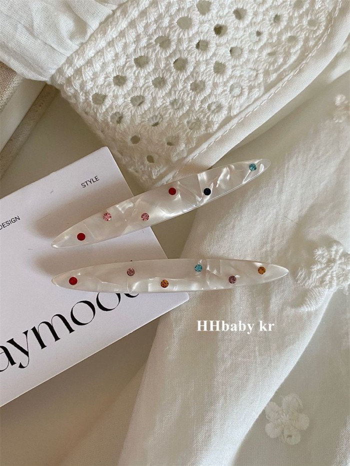 Kẹp Tóc Acetate Màu Chấm Kim Cương, Thiết Kế Vintage Phong Cách Hàn Quốc