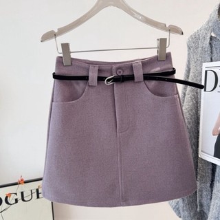 Váy Tím Mới Che Hông, Váy Len Cao Cấp Chống Lõm Phong Cách Retro