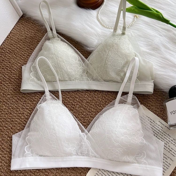 Quần lót nữ tam giác không dây phong cách Pháp, chất liệu ren mỏng và lụa, thoáng khí, gợi cảm