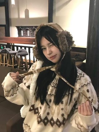 Bịt tai kẻ sọc len retro style Hàn Quốc, giữ ấm cho ears