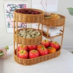 Nhiều Lớp Đĩa Trái Cây Giỏ Bánh Mì Hai Lớp Giả Mây Dệt Phòng Khách Đồ Ăn Nhẹ Giỏ Trái Cây Sấy Khô G — ảnh 6
