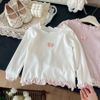 Bé De Nhung Cổ Phối Ren Ấm Áo Thun Kiểu Phương Tây Bé Trai Của Nấm Đáy Ngọt Dài Tay