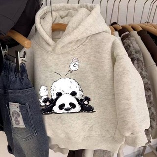 Áo nỉ dài tay có mũ trùm đầu cho bé gái và bé trai cộng với áo nhung ấm áp phong cách hoạt hình cho