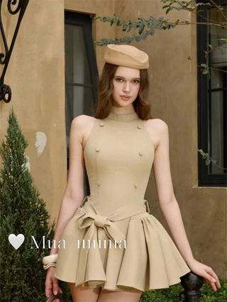 Mũ Nồi Retro Kaki Nhỏ Top, Cảm Giác Cao Cấp, Phù Hợp Tiếp Viên và Thủy Thủ