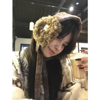 Bịt tai kẻ sọc len retro style Hàn Quốc, giữ ấm cho ears