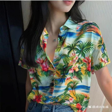 Hoa Áo Sơ Mi Nữ Hoa In Hình Áo Sơ Mi Quần Áo Graffiti Áo Sơ Mi Hawaii Tay Ngắn Áo Sơ Mi Áo Sơ Mi Oversize Áo Sơ Mi Nữ 18