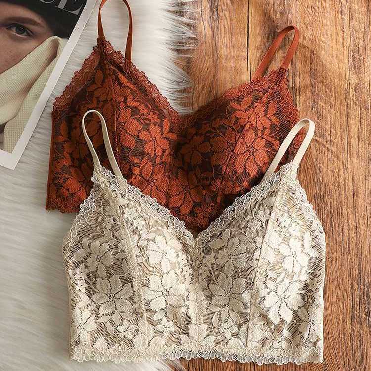 Camisole ren nữ có miếng lót ngực mỏng, chống chảy xệ, phù hợp thời trang thu đông