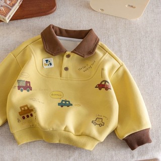 Áo nỉ có cổ polo cho bé trai áo thun dài tay thường ngày