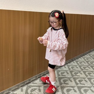 Quần áo bé gái Áo thun dài tay sọc ngọt ngào tươi mát Áo đáy quần Tianbao