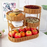 Nhiều Lớp Đĩa Trái Cây Giỏ Bánh Mì Hai Lớp Giả Mây Dệt Phòng Khách Đồ Ăn Nhẹ Giỏ Trái Cây Sấy Khô G — ảnh 4