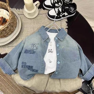 Áo sơ mi bé trai siêu mềm đa năng, áo khoác trẻ em, áo sơ mi denim dài tay cho bé vừa và nhỏ