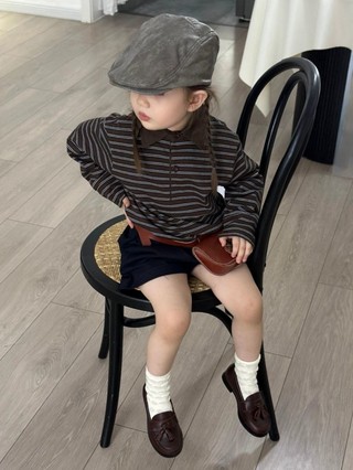 Áo dài tay cho bé gái, áo chui đầu cổ polo đơn giản và thời trang, áo phông cho bé
