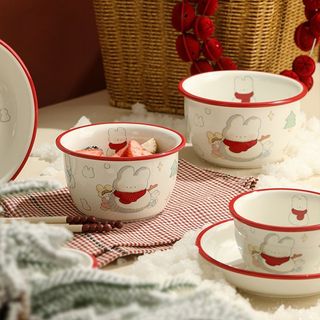 Quà Tặng Giáng Sinh Người Tuyết Bộ Đồ Ăn Đĩa Gốm Gia Đình Giá Trị Cao Hoạt Hình Bát Ăn Nhẹ Đĩa