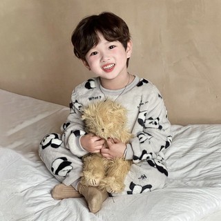 Bộ đồ ngủ nhung san hô cho bé trai và bé gái, cộng với bộ quần áo mặc ở nhà bằng nhung và flannel d