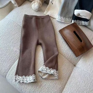 Quần đáy chuông bé gái, ren sành điệu, quần đa năng, nhung và dày dặn, áo khoác ngoài cho bé