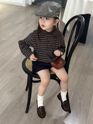 Áo dài tay cho bé gái, áo chui đầu cổ polo đơn giản và thời trang, áo phông cho bé
