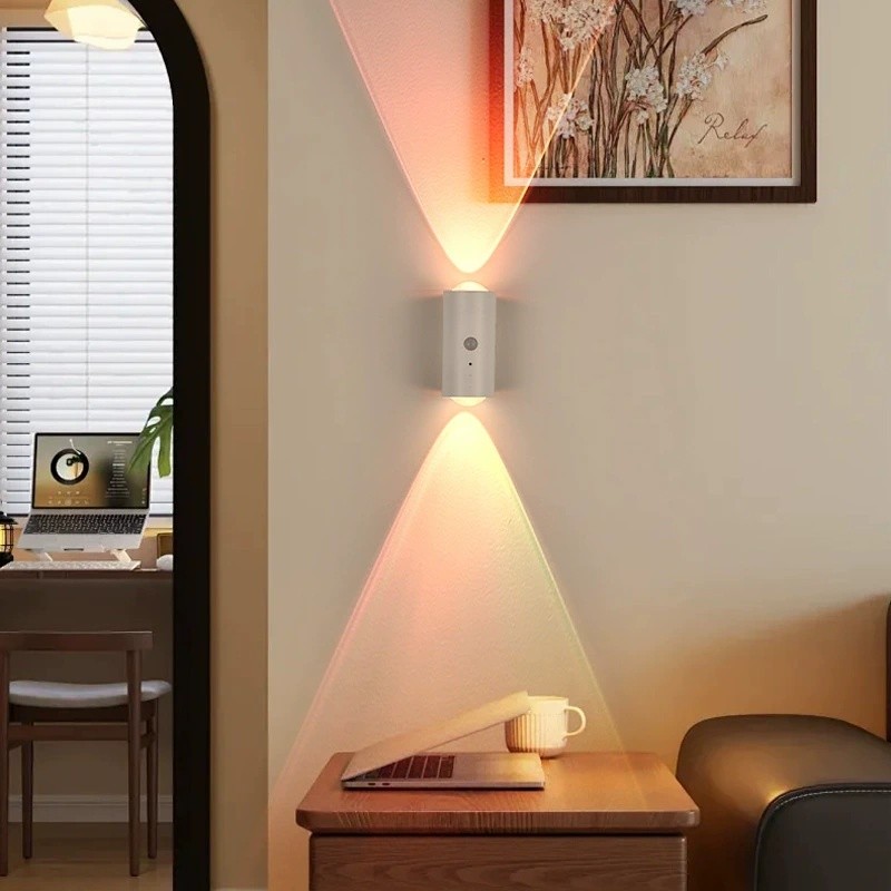 Cảm Biến Chuyển Động Mới Đèn Ngủ Có Điều Khiển Từ Xa 16 Màu RGB Dual-Gead Đèn Tường Sạc Từ Tính Cho Sân Vườn Hành Lang Phòng Trang Trí Chiếu Sáng Nhà
