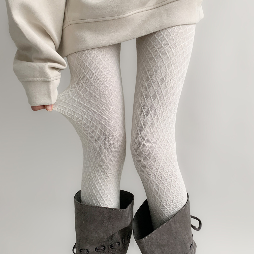 Quần Legging Dày Ấm Áp Phong Cách Xám Màu Khói, Thiết Kế Ba Chiều Hình Thoi Giúp Gọn Gàng Legs