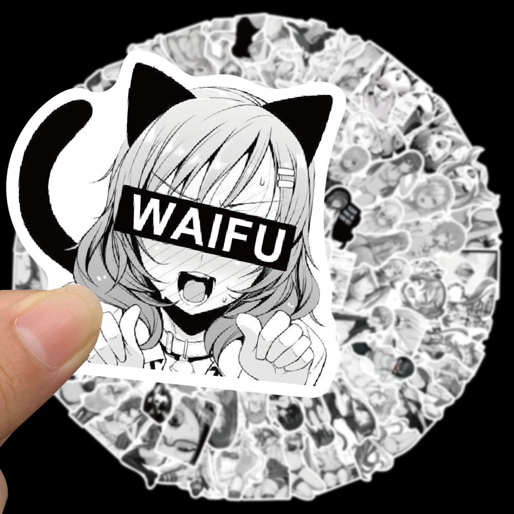 100 / 50 Chiếc Đen Trắng Anime Hoạt Gợi Cảm Thỏ Cô Gái Waifu Decal Dán ...