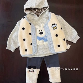 Áo vest trẻ em áo len lông cừu bé trai áo khoác lông cừu cực ấm áp cho bé gái