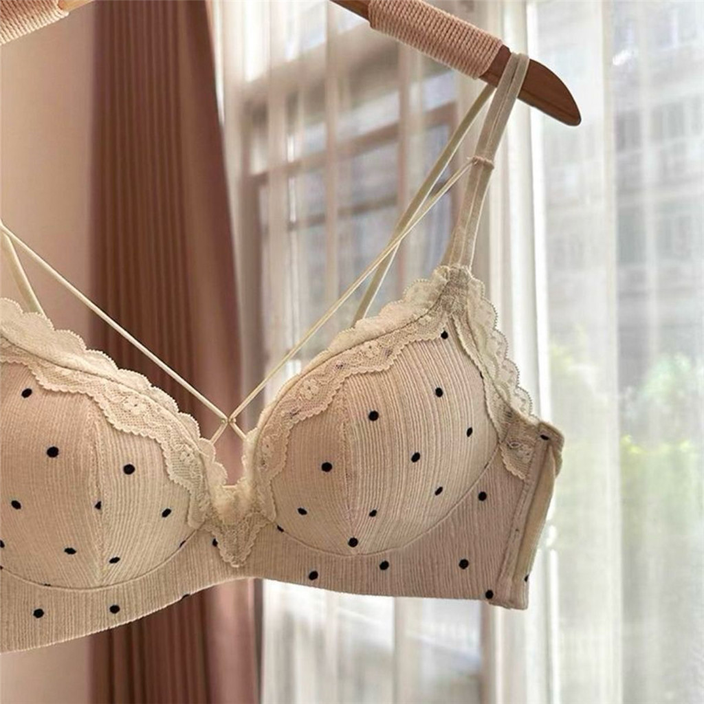 Vú Nhỏ Quần Lót Nữ Chấm Bi, Không Mút Cốc, Thoải Mái và Chống Chảy Xệ