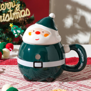 Giáng Sinh Ông Già Noel Cốc Gốm Có Nắp Thìa Quà Tặng Giá Trị Cao Cốc Nước Gốm Dễ Thương Lưu Niệm