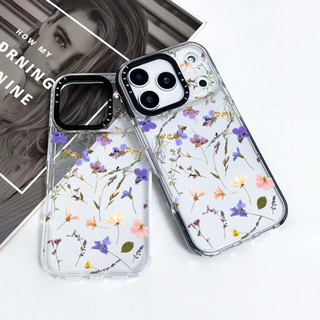 Ốp lưng hoa ép hoa màu tím tương thích cho IPhone 121314151617ProMax 12 13 Mini Cover X XR XS Max Silicone Mềm Clear SE 2022 6 7 8 Plus 17AIR Vỏ Chống Sốc