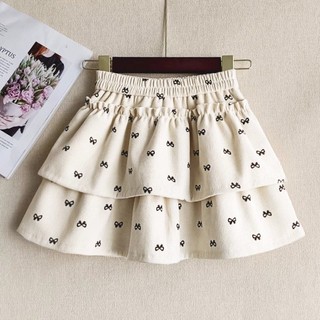 Váy nhung bé gái váy bánh xếp li váy tutu trẻ em vừa và lớn váy ngắn