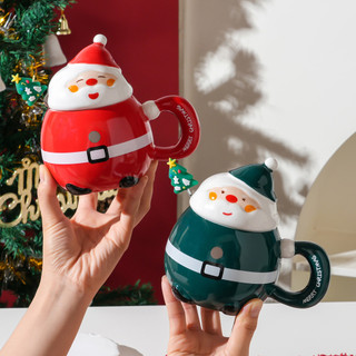 Giáng Sinh Ông Già Noel Cốc Gốm Có Nắp Thìa Quà Tặng Giá Trị Cao Cốc Nước Gốm Dễ Thương Lưu Niệm