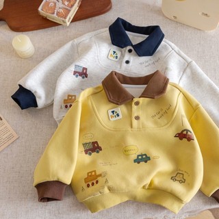 Áo nỉ có cổ polo cho bé trai áo thun dài tay thường ngày