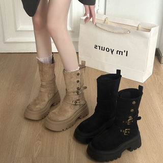 Giày bốt Martin ống cao đế dày nhỏ dành cho nữ 2025 Phong cách mới Bán chạy thời trang Retro All-Match Slimmer
