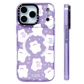 Ốp điện thoại sạc từ tính không dây hình gấu trắng nhỏ đầy đủ tương thích cho IPhone 12 13 14 15 16 17 Pro Max Cover 16E 17AIR Silicon mềm trong suốt Vỏ chống sốc