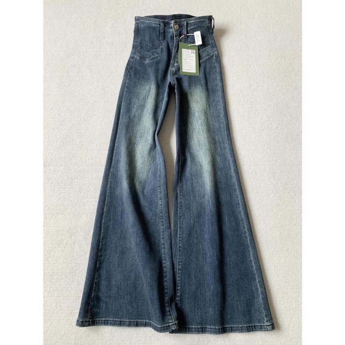 Quần jean bootcut phong cách retro của Mỹ dành cho nữ mùa thu phong cách mới quần ống loe lưng cao