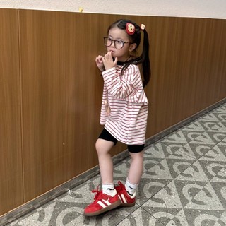 Quần áo bé gái Áo thun dài tay sọc ngọt ngào tươi mát Áo đáy quần Tianbao