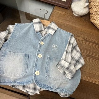 Áo vest bé trai thời trang Áo vest denim Áo khoác ngoài Áo ghi lê đa năng cho trẻ em