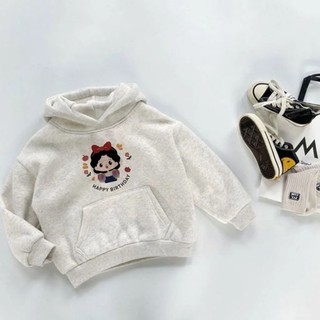 Áo nỉ có mũ trùm đầu cho bé gái cộng với quần áo trẻ em dày dặn và nhung thời trang Áo nỉ có mũ trù