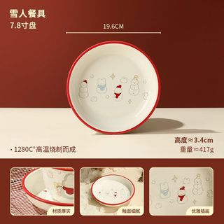 Quà Tặng Giáng Sinh Người Tuyết Bộ Đồ Ăn Đĩa Gốm Gia Đình Giá Trị Cao Hoạt Hình Bát Ăn Nhẹ Đĩa