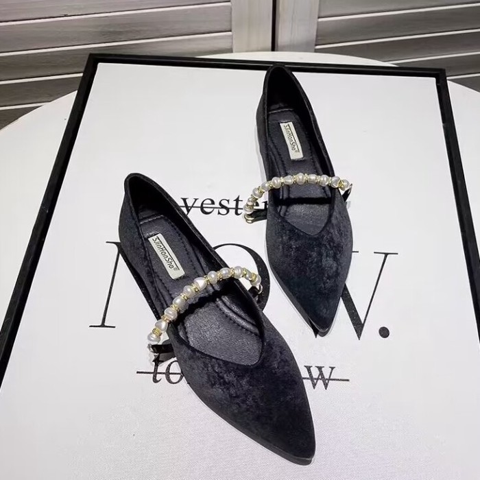 Giày Mary Jane Giày Đế Bằng Mũi Nhọn Nữ Giày Slip-on