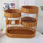 Nhiều Lớp Đĩa Trái Cây Giỏ Bánh Mì Hai Lớp Giả Mây Dệt Phòng Khách Đồ Ăn Nhẹ Giỏ Trái Cây Sấy Khô G — ảnh 8