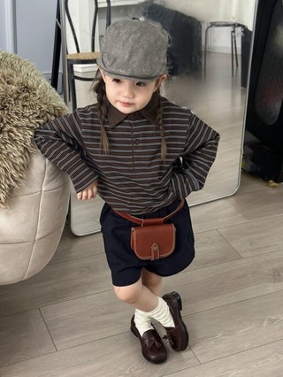 Áo dài tay cho bé gái, áo chui đầu cổ polo đơn giản và thời trang, áo phông cho bé