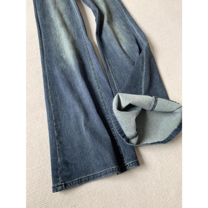 Quần jean bootcut phong cách retro của Mỹ dành cho nữ mùa thu phong cách mới quần ống loe lưng cao