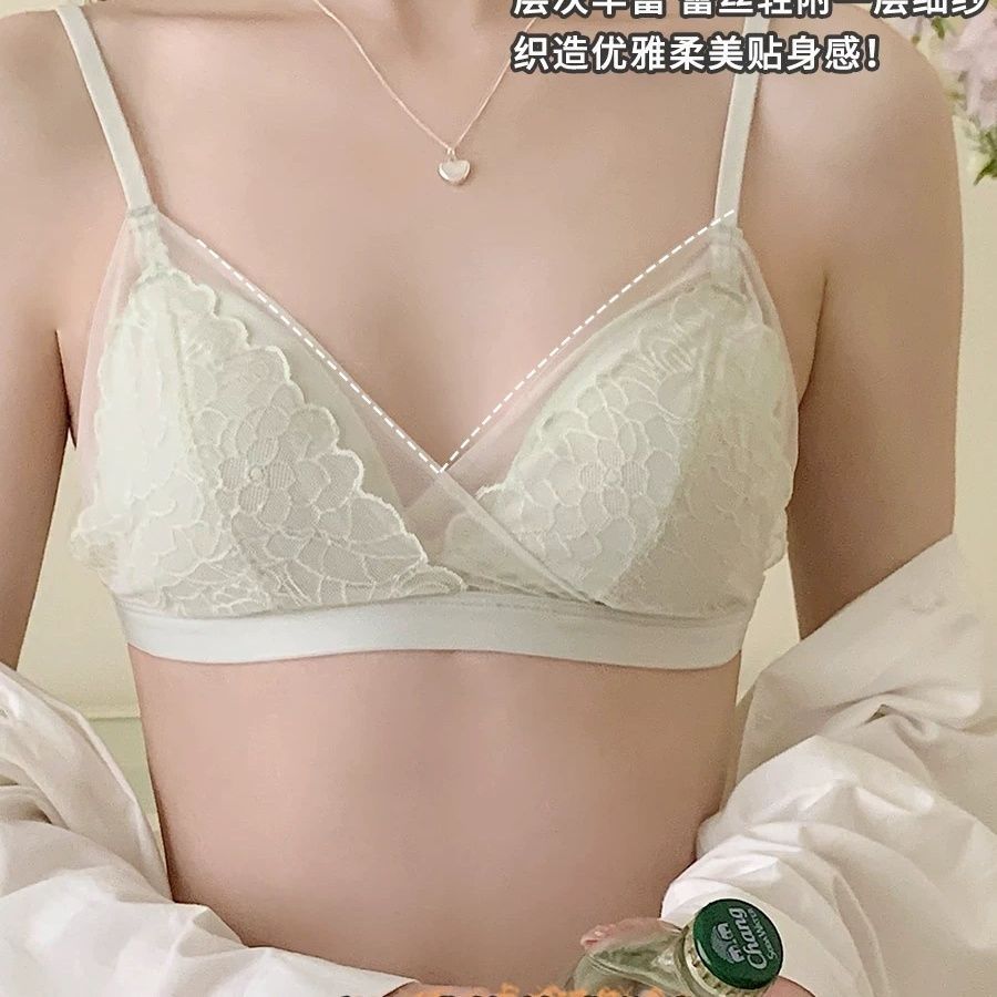 Quần lót nữ tam giác không dây phong cách Pháp, chất liệu ren mỏng và lụa, thoáng khí, gợi cảm