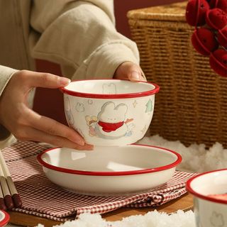 Quà Tặng Giáng Sinh Người Tuyết Bộ Đồ Ăn Đĩa Gốm Gia Đình Giá Trị Cao Hoạt Hình Bát Ăn Nhẹ Đĩa