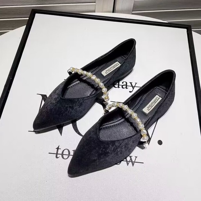 Giày Mary Jane Giày Đế Bằng Mũi Nhọn Nữ Giày Slip-on