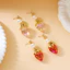 Bông Tai Hoa Sống Động Mặt Dây Chuyền Hợp Kim Trang Sức Với Anh Đào Và Dâu Cho Thời Trang Nữ Hàng Ngày