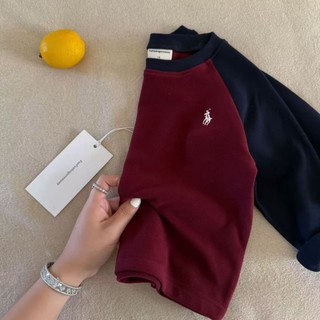 Áo thun nhung đáy nhung Đức dài tay màu tương phản cho bé trai Áo thun sọc tay raglan cho bé gái