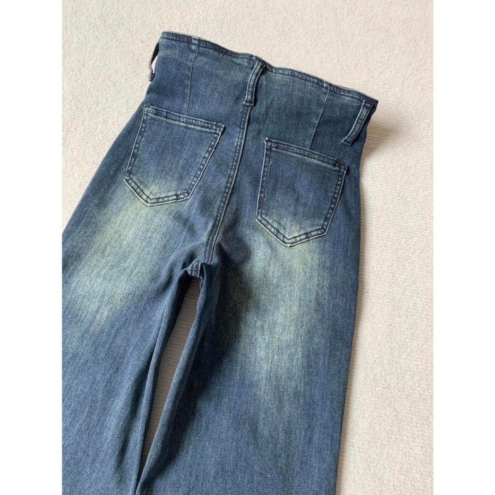 Quần jean bootcut phong cách retro của Mỹ dành cho nữ mùa thu phong cách mới quần ống loe lưng cao