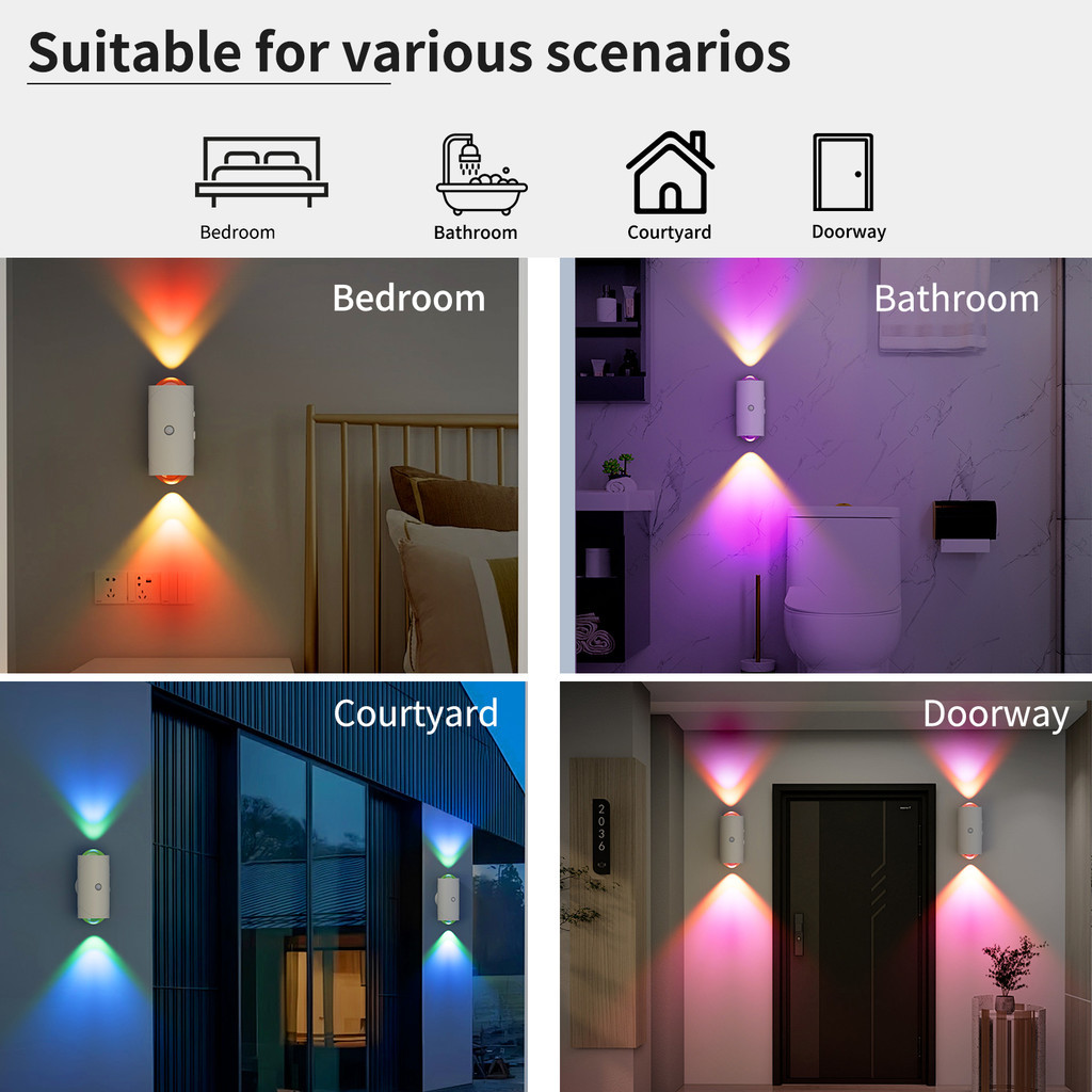 Cảm Biến Chuyển Động Mới Đèn Ngủ Có Điều Khiển Từ Xa 16 Màu RGB Dual-Gead Đèn Tường Sạc Từ Tính Cho Sân Vườn Hành Lang Phòng Trang Trí Chiếu Sáng Nhà