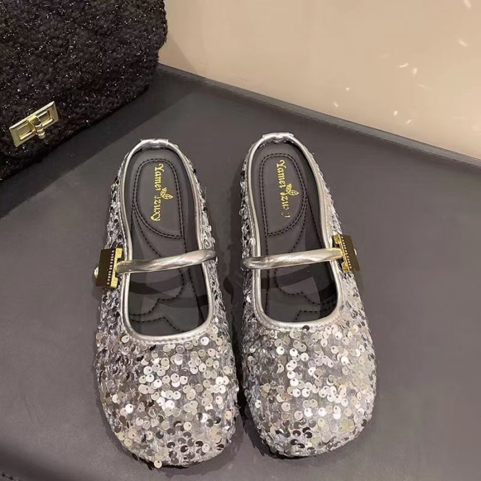 Dép nửa mũi có đính sequin để mặc bên ngoài dành cho bé gái và nàng tiên kèm váy dành cho nam lười